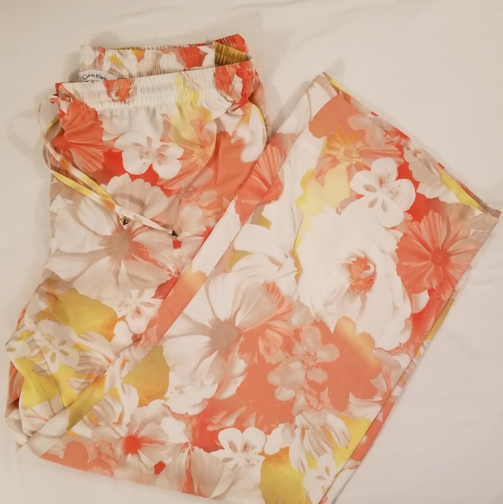 Calvin Klein-wide leg flowy floral pants